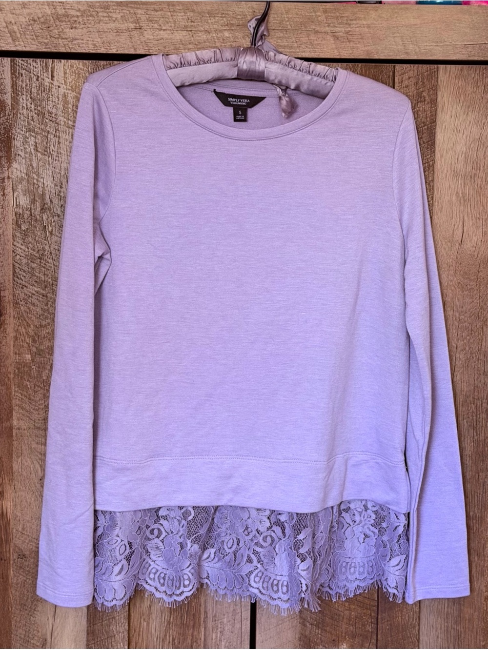 Vera Wang Lavender Long-Sleeve Tunic with Lace Hem